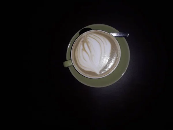 Latte Art Hot Latte Coffee Aroma Coffee Cup Coffee Beans — Fotografia de Stock