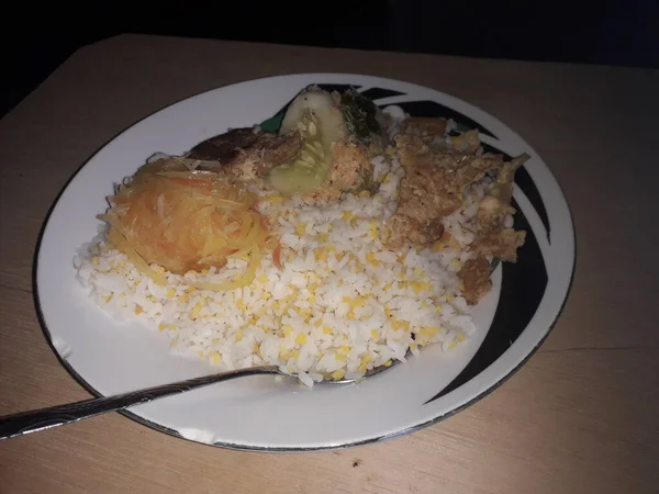 Makanan Jepang Nasi Jagung Dalam Mangkuk Nasi Dengan Latar Belakang — Stok Foto