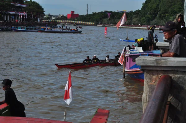 Banjarmasin South Klimantan Indonesia August 2022 Floating Market Cultural Festival — 图库照片