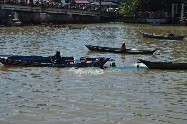 Banjarmasin Південний Клімантан Індонезія Серпня 2022 Культурний Фестиваль Плаваючого Ринку — стокове фото