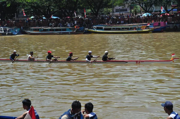 Banjarmasin South Klimantan Indonesia August 2022 Floating Market Cultural Festival — Fotografie, imagine de stoc