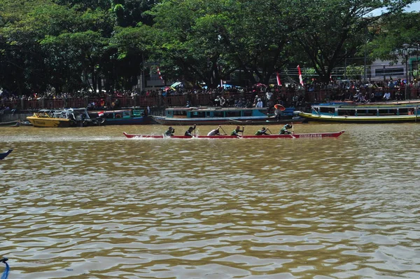 Banjarmasin South Klimantan Indonesia August 2022 Floating Market Cultural Festival — Fotografie, imagine de stoc