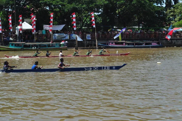 Banjarmasin South Klimantan Indonesia August 2022 Floating Market Cultural Festival — 图库照片