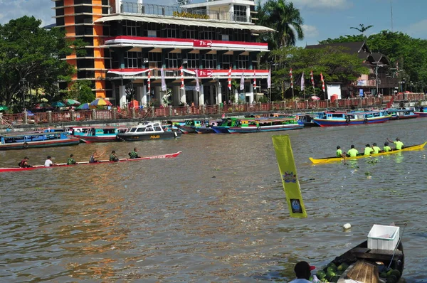 Banjarmasin South Klimantan Indonesia August 2022 Floating Market Cultural Festival — Foto Stock