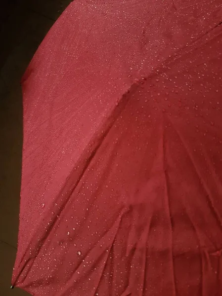 Rain Drops Red Umbrella Waterproof Fabric Background — Foto Stock