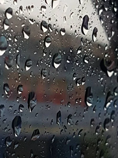 Water Droplets Surface Car Glass Window Car Wash Concept Natural — Foto de Stock