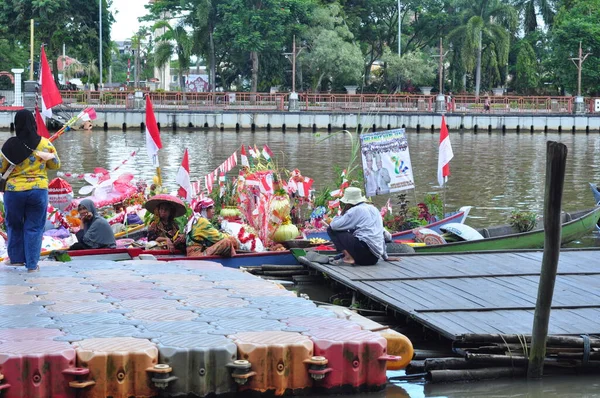 Banjarmasin South Kalimantan Indonesia August 2022 Women Lok Baintan Joining — Stok fotoğraf