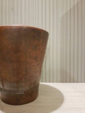 Eartheware bowls, or in Indonesia known as gerabah, typical handmade craft from Banyumulek village, Lombok Island, Indonesia. Unique bowl. Selective focus.