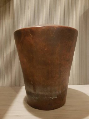 Eartheware bowls, or in Indonesia known as gerabah, typical handmade craft from Banyumulek village, Lombok Island, Indonesia. Unique bowl. Selective focus.