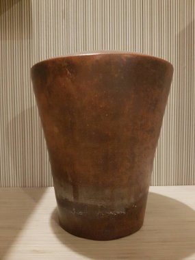 Eartheware bowls, or in Indonesia known as gerabah, typical handmade craft from Banyumulek village, Lombok Island, Indonesia. Unique bowl. Selective focus.