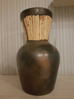 Eartheware bowls, or in Indonesia known as gerabah, typical handmade craft from Banyumulek village, Lombok Island, Indonesia. Unique bowl. Selective focus.