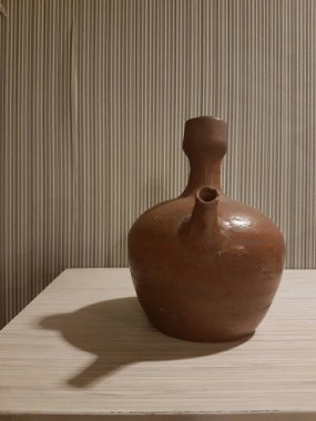 Eartheware bowls, or in Indonesia known as gerabah, typical handmade craft from Banyumulek village, Lombok Island, Indonesia. Unique bowl. Selective focus.