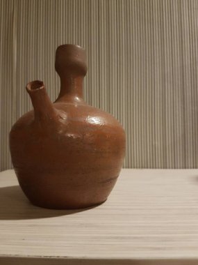 Eartheware bowls, or in Indonesia known as gerabah, typical handmade craft from Banyumulek village, Lombok Island, Indonesia. Unique bowl. Selective focus.