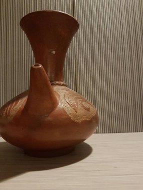 Eartheware bowls, or in Indonesia known as gerabah, typical handmade craft from Banyumulek village, Lombok Island, Indonesia. Unique bowl. Selective focus.