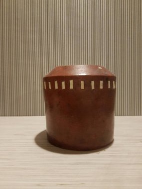 Eartheware bowls, or in Indonesia known as gerabah, typical handmade craft from Banyumulek village, Lombok Island, Indonesia. Unique bowl. Selective focus.