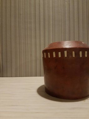 Eartheware bowls, or in Indonesia known as gerabah, typical handmade craft from Banyumulek village, Lombok Island, Indonesia. Unique bowl. Selective focus.