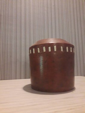 Eartheware bowls, or in Indonesia known as gerabah, typical handmade craft from Banyumulek village, Lombok Island, Indonesia. Unique bowl. Selective focus.