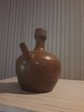 Eartheware bowls, or in Indonesia known as gerabah, typical handmade craft from Banyumulek village, Lombok Island, Indonesia. Unique bowl. Selective focus.