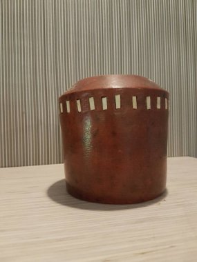 Eartheware bowls, or in Indonesia known as gerabah, typical handmade craft from Banyumulek village, Lombok Island, Indonesia. Unique bowl. Selective focus.