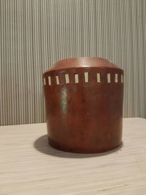 Eartheware bowls, or in Indonesia known as gerabah, typical handmade craft from Banyumulek village, Lombok Island, Indonesia. Unique bowl. Selective focus.