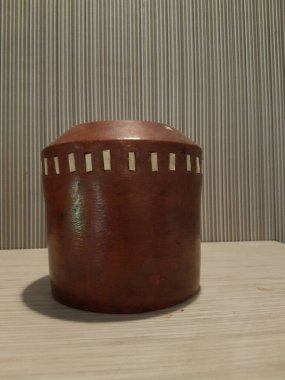 Eartheware bowls, or in Indonesia known as gerabah, typical handmade craft from Banyumulek village, Lombok Island, Indonesia. Unique bowl. Selective focus.