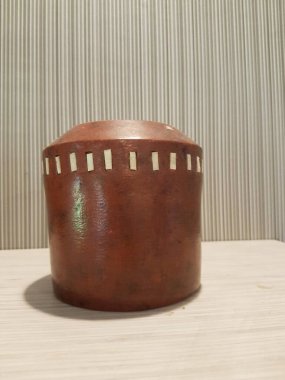 Eartheware bowls, or in Indonesia known as gerabah, typical handmade craft from Banyumulek village, Lombok Island, Indonesia. Unique bowl. Selective focus.