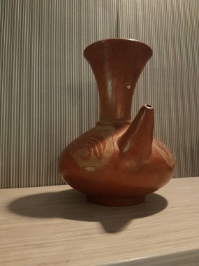 Eartheware bowls, or in Indonesia known as gerabah, typical handmade craft from Banyumulek village, Lombok Island, Indonesia. Unique bowl. Selective focus.