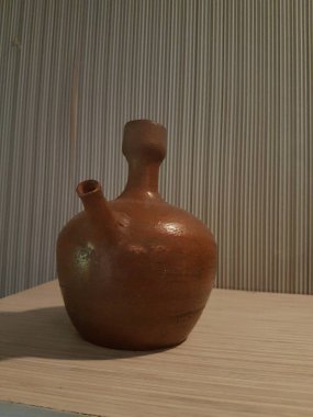 Eartheware bowls, or in Indonesia known as gerabah, typical handmade craft from Banyumulek village, Lombok Island, Indonesia. Unique bowl. Selective focus.