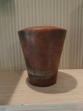 Eartheware bowls, or in Indonesia known as gerabah, typical handmade craft from Banyumulek village, Lombok Island, Indonesia. Unique bowl. Selective focus.