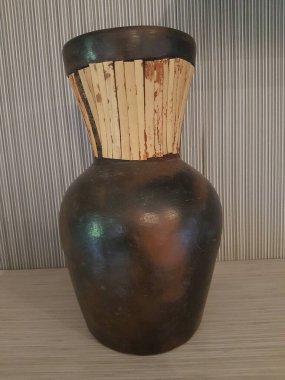 Eartheware bowls, or in Indonesia known as gerabah, typical handmade craft from Banyumulek village, Lombok Island, Indonesia. Unique bowl. Selective focus.