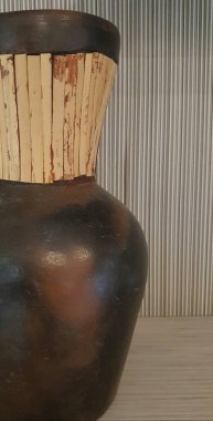 Eartheware bowls, or in Indonesia known as gerabah, typical handmade craft from Banyumulek village, Lombok Island, Indonesia. Unique bowl. Selective focus.