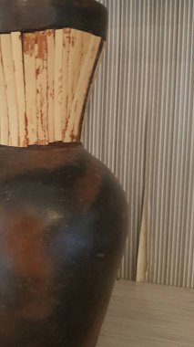 Eartheware bowls, or in Indonesia known as gerabah, typical handmade craft from Banyumulek village, Lombok Island, Indonesia. Unique bowl. Selective focus.