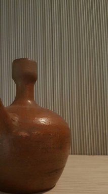 Eartheware bowls, or in Indonesia known as gerabah, typical handmade craft from Banyumulek village, Lombok Island, Indonesia. Unique bowl. Selective focus.