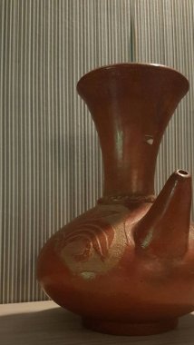 Eartheware bowls, or in Indonesia known as gerabah, typical handmade craft from Banyumulek village, Lombok Island, Indonesia. Unique bowl. Selective focus.