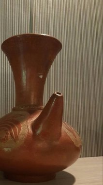 Eartheware bowls, or in Indonesia known as gerabah, typical handmade craft from Banyumulek village, Lombok Island, Indonesia. Unique bowl. Selective focus.