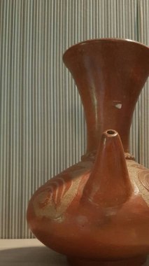 Eartheware bowls, or in Indonesia known as gerabah, typical handmade craft from Banyumulek village, Lombok Island, Indonesia. Unique bowl. Selective focus.