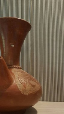 Eartheware bowls, or in Indonesia known as gerabah, typical handmade craft from Banyumulek village, Lombok Island, Indonesia. Unique bowl. Selective focus.