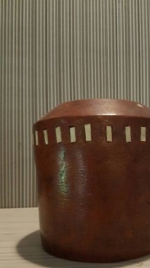 Eartheware bowls, or in Indonesia known as gerabah, typical handmade craft from Banyumulek village, Lombok Island, Indonesia. Unique bowl. Selective focus.