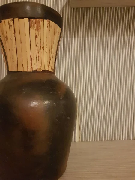 Eartheware bowls, or in Indonesia known as gerabah, typical handmade craft from Banyumulek village, Lombok Island, Indonesia. Unique bowl. Selective focus.