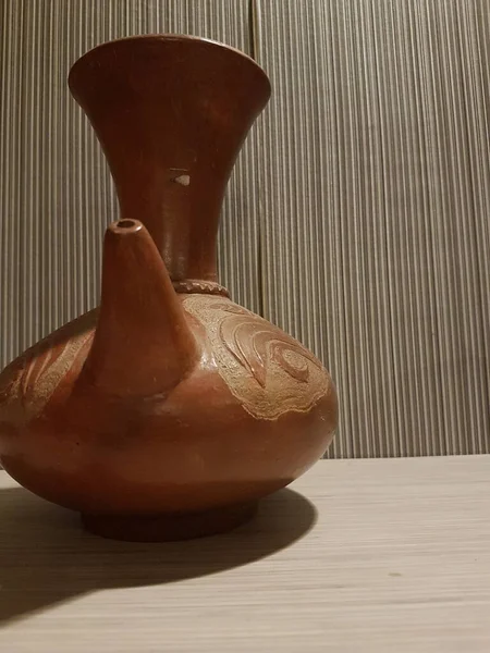 Eartheware bowls, or in Indonesia known as gerabah, typical handmade craft from Banyumulek village, Lombok Island, Indonesia. Unique bowl. Selective focus.