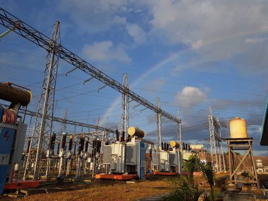 rainbow and bright blue sky at the substation