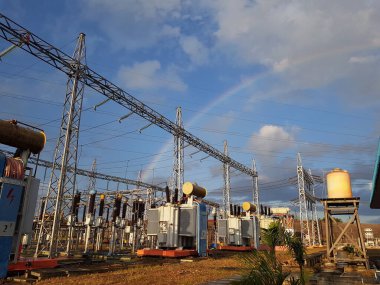 rainbow and bright blue sky at the substation