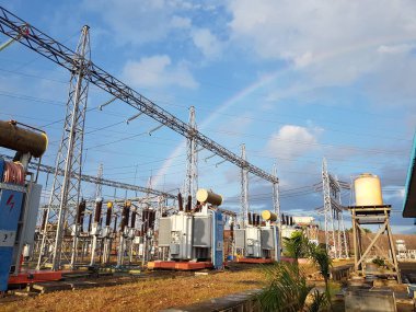 rainbow and bright blue sky at the substation