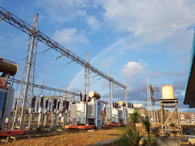rainbow and bright blue sky at the substation
