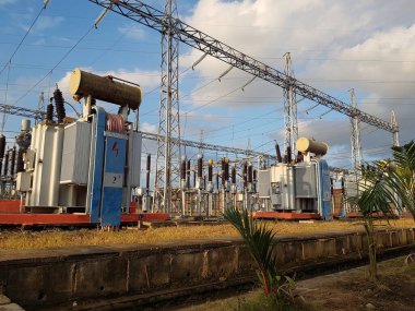 rainbow and bright blue sky at the substation