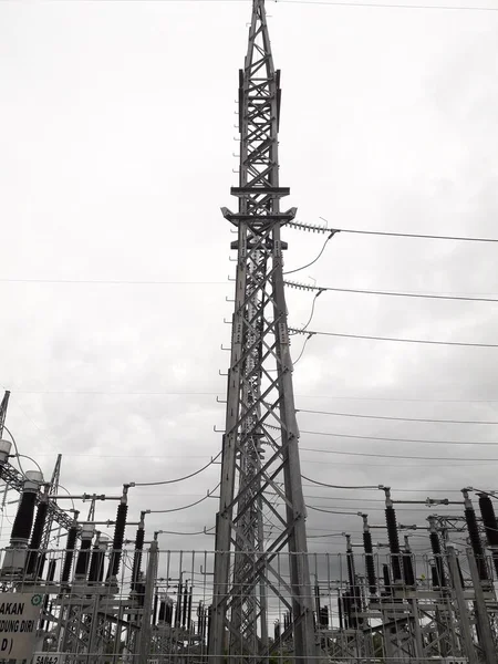 High Voltage Electricity Substation Part Electrical Generation Transmission Distribution System — Foto de Stock