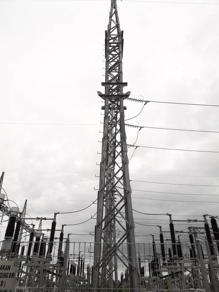 High Voltage Electricity Substation Part Electrical Generation Transmission Distribution System — ストック写真