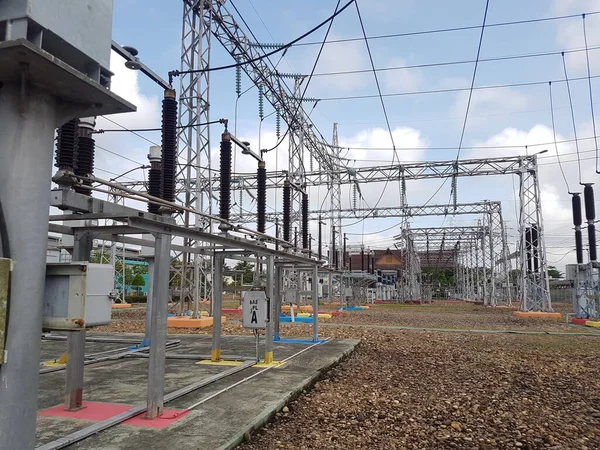 High Voltage Electricity Substation Part Electrical Generation Transmission Distribution System — Foto de Stock