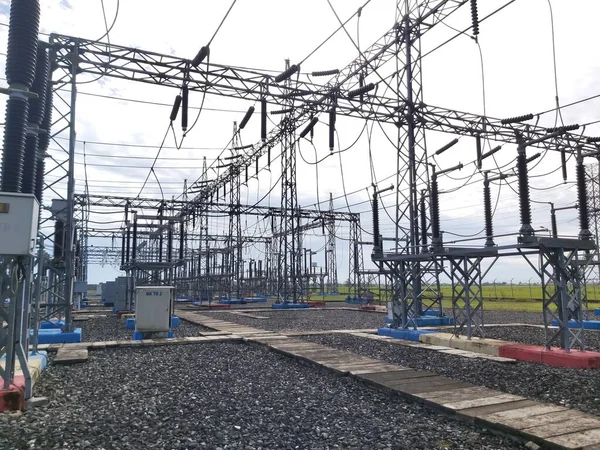 High Voltage Electricity Substation Part Electrical Generation Transmission Distribution System — Foto Stock