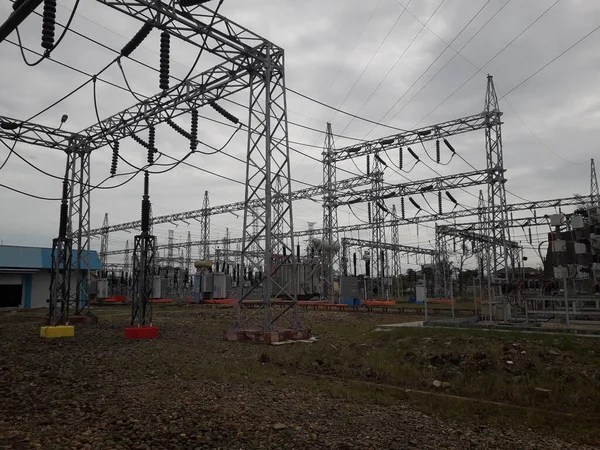 High Voltage Electricity Substation Part Electrical Generation Transmission Distribution System — 스톡 사진